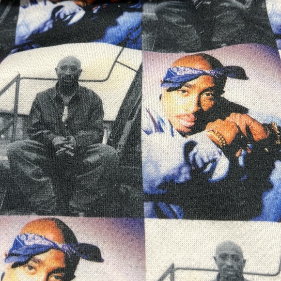 2Pac Cropped Portrait Picture Long Sleeve Hoodie Sz L GUC - Picture 5 of 9